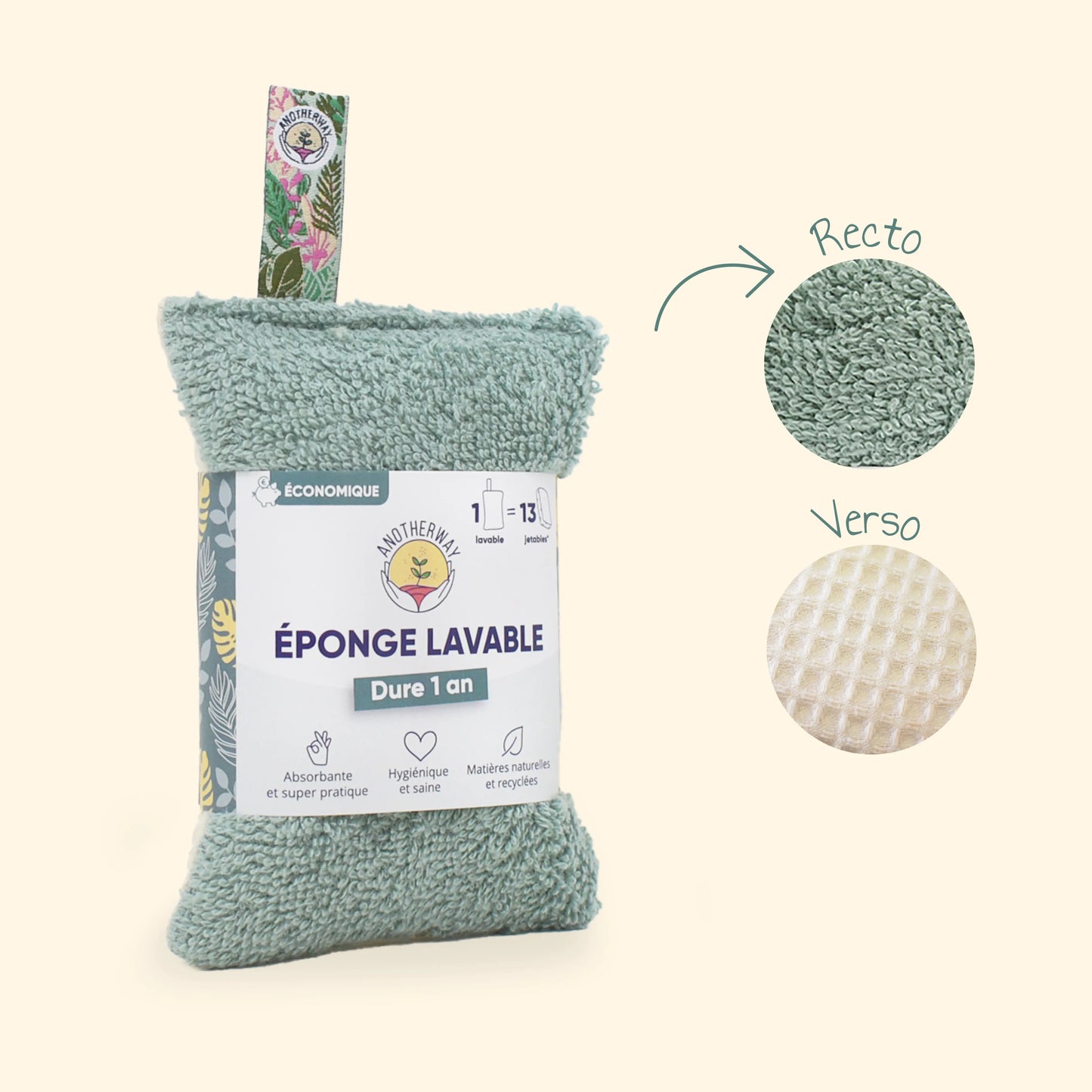 Éponge lavable - verte